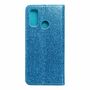 Huawei P smart 2020 Tasche Handy H�lle Schutz Cover mit Kartenfach Glitzer Blau