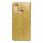 Huawei P smart 2020 Tasche Handy H�lle Schutz Cover mit Kartenfach Glitzer Gold