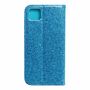 Huawei Y5p Tasche Handy H�lle Schutz Cover mit Kartenfach Glitzer Blau