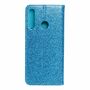 Huawei Y6p Tasche Handy H�lle Schutz Cover mit Kartenfach Glitzer Blau