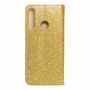 Huawei Y6p Tasche Handy H�lle Schutz Cover mit Kartenfach Glitzer Gold