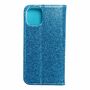 Apple iPhone 12 Mini Tasche Handy H�lle Schutz Cover mit Kartenfach Glitzer Blau