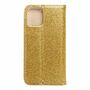 Apple iPhone 12 Mini Tasche Handy H�lle Schutz Cover mit Kartenfach Glitzer Gold