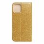 Apple iPhone 12 / 12 Pro Tasche Handy H�lle Schutz Cover mit Kartenfach Glitzer Gold