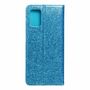 Samsung Galaxy A02s Tasche Handy H�lle Schutz Cover mit Kartenfach Glitzer Blau