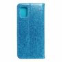 Samsung Galaxy M51 Tasche Handy H�lle Schutz Cover mit Kartenfach Glitzer Blau