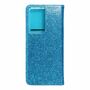 Samsung Galaxy S21 Ultra Tasche Handy H�lle Schutz Cover mit Kartenfach Glitzer Blau