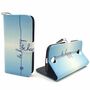  Handyh�lle Tasche + 1 Panzer Schutz Glas f�r Case Handy Acer Liquid Z330 Schriftzug Be Happy Blau