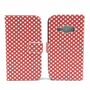  Handyh�lle Tasche + 1 Panzer Schutz Glas f�r Case Handy Samsung Galaxy J1 (2016) Polka Dot Rot