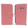  Handyh�lle Tasche + 1 Panzer Schutz Glas f�r Case Handy Samsung Galaxy J1 Mini Polka Dot Rot
