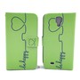  Handyh�lle Tasche + 1 Panzer Schutz Glas f�r Case Handy Samsung Galaxy S4 Be Happy Gr�n