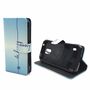  Handyh�lle Tasche + 1 Panzer Schutz Glas f�r Case Handy Samsung Galaxy S5 Active Schriftzug Be Happy Blau