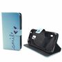  Handyh�lle Tasche + 1 Panzer Schutz Glas f�r Case Handy Samsung Galaxy S5 Active Schriftzug Smile Blau