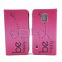  Handyh�lle Tasche + 1 Panzer Schutz Glas f�r Case Handy Samsung Galaxy S5 Active Be Happy Pink
