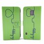  Handyh�lle Tasche + 1 Panzer Schutz Glas f�r Case Handy Samsung Galaxy S5 Active Be Happy Gr�n