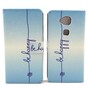  Handyh�lle Tasche + 1 Panzer Schutz Glas f�r Case Handy Huawei G8 Schriftzug Be Happy Blau