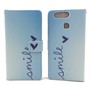  Handyh�lle Tasche + 1 Panzer Schutz Glas f�r Case Handy Huawei P9 Schriftzug Smile Blau