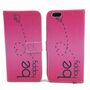  Handyh�lle Tasche + 1 Panzer Schutz Glas f�r Case Handy Apple iPhone 6 / 6s Plus Be Happy Pink