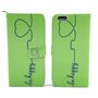  Handyh�lle Tasche + 1 Panzer Schutz Glas f�r Case Handy Apple iPhone 6 / 6s Plus Be Happy Gr�n
