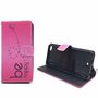  Handyh�lle Tasche + 1 Panzer Schutz Glas f�r Case Handy Wiko Highway Pure Case Be Happy Pink