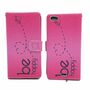  Handyh�lle Tasche + 1 Panzer Schutz Glas f�r Case Handy Wiko Highway Pure Case Be Happy Pink
