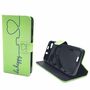  Handyh�lle Tasche + 1 Panzer Schutz Glas f�r Case Handy Wiko Lenny Case Be Happy Gr�n