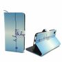  Handyh�lle Tasche + 1 Panzer Schutz Glas f�r Case Handy Wiko Pulp Schriftzug Be Happy Blau