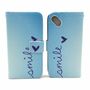  Handyh�lle Tasche + 1 Panzer Schutz Glas f�r Case Handy Wiko Sunset 2 Schriftzug Smile Blau
