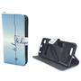  Handyh�lle Tasche + 1 Panzer Schutz Glas f�r Case Handy Xiaomi Redmi 3 Schriftzug Be Happy Blau