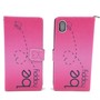  Handyh�lle Tasche + 1 Panzer Schutz Glas f�r Case Handy Sony Sony Xperia M4 Aqua Be Happy Pink