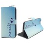  Handyh�lle Tasche + 1 Panzer Schutz Glas f�r Case Handy ZTE Blade V6 Schriftzug Smile Blau