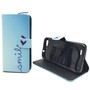  Handyh�lle Tasche + 1 Panzer Schutz Glas f�r Case Handy ZTE Blade V6 Schriftzug Smile Blau