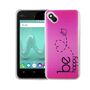  Handy H�lle f�r Wiko Sunny Cover Case Schutz Tasche Motiv Slim TPU + Panzer Schutz Glas 9H Be Happy Pink