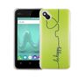  Handy H�lle f�r Wiko Sunny Cover Case Schutz Tasche Motiv Slim TPU + Panzer Schutz Glas 9H Be Happy Gr�n