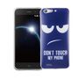  Handy H�lle f�r ZTE Blade V6 Cover Case Schutz Tasche Motiv Slim TPU + Panzer Schutz Glas 9H Dont Touch my Handy Blau
