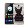  Handy H�lle f�r ZTE Blade V7 Cover Case Schutz Tasche Motiv Slim TPU + Panzer Schutz Glas 9H B�ser Hund Wei�