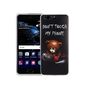  Handy H�lle f�r Huawei P10 Cover Case Schutz Tasche Motiv Slim TPU + Panzer Schutz Glas 9H Schriftzug B�r mit Kettens�ge