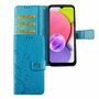 Samsung Galaxy A02s Tasche Handy H�lle Schutz-Cover Flip-Case mit Kartenfach Blau
