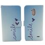  Handyh�lle Tasche f�r Case Handy ZTE Blade V7 Lite Schriftzug Smile Blau