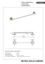 BETRO GOLD Handtuchhalter Messing Gold Chrom 665x65x65 mm f�r Bad & WC >> zum Bohren