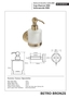 BETRO BRONZE Seifenspender Messing Glas Bronze 75x150x120 mm, 200 ml f�r Bad & K�che >> zum Bohren