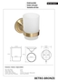 BETRO BRONZE Glashalter mit Glas Messing Glas Bronze 70x95x115 mm f�r Bad & WC >> zum Bohren