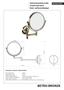 BETRO BRONZE Rasier- & Kosmetikspiegel Messing Glas Bronze 180x250x360 mm, 133 mm f�r Bad & WC >> zum Bohren