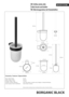 BORGANIC BLACK WC-B�rstengarnitur Edelstahl Milchglas Schwarz 122x95x360 mm f�r Bad & WC >> zum Bohren