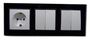 8704 Abelka Nuovo schwarz 1 x Schuko 2 x Serien Schalter 230 Volt