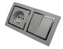9493 Levina S 2-er 1 x Schuko Dose 1 x Serien Schalter silberner Rand