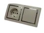 9494 Levina S 2-er 1 x Schuko Dose 1 x Taster silberner Rand 