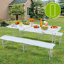 Strattore Buffettisch Bierzeltgarnitur klappbar mit Tisch und 2 Bnken - aus Kunststoff in Wei