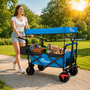 SAMAX Faltbarer Bollerwagen Offroad mit Dach - Blau