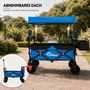 SAMAX Faltbarer Bollerwagen Offroad mit Dach - Blau